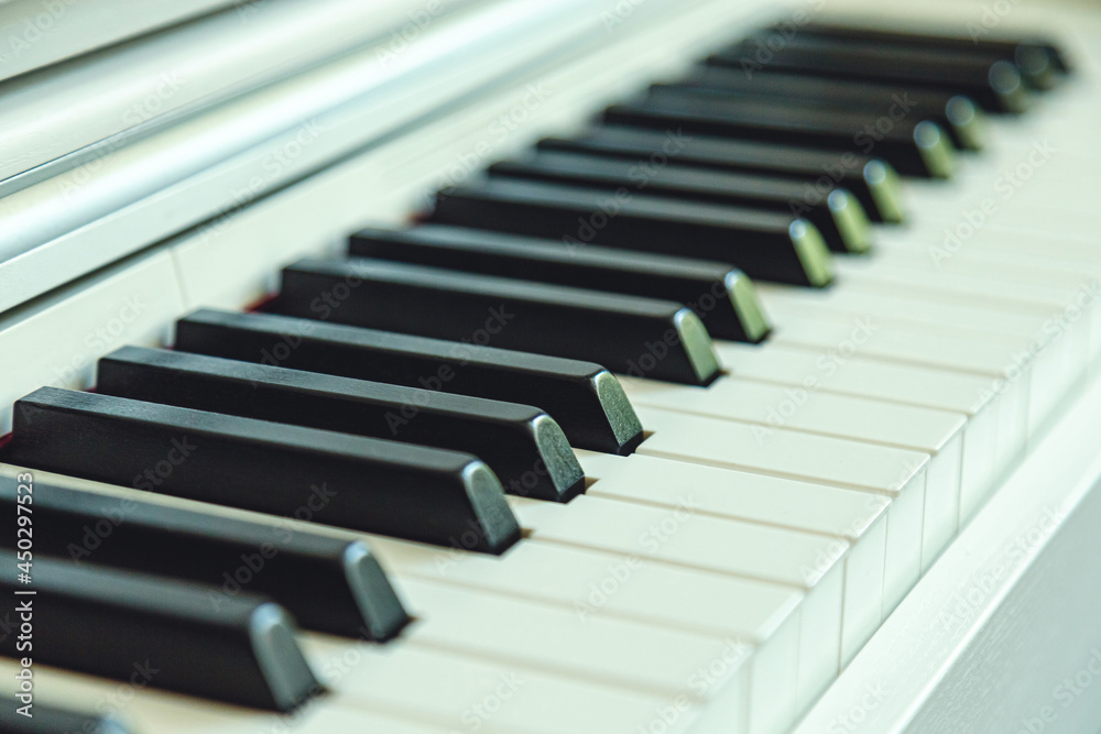 piano keys close up in a concert hall piano keys close up in a concert hall