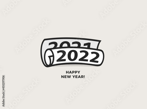 Happy new year, 2020 to 2021 nmbers, roll newspaper icon. Brochure, greeting card or calendar creative cover design. Vector illustration