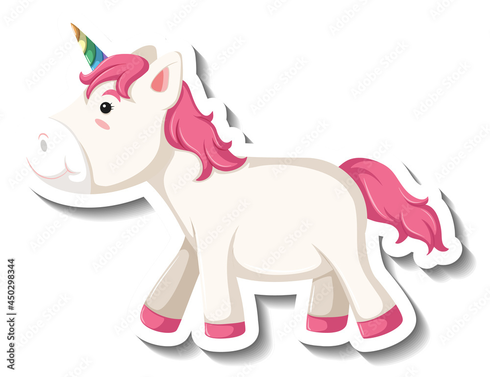 Cute unicorn standing pose on white background Cute unicorn standing pose on white background