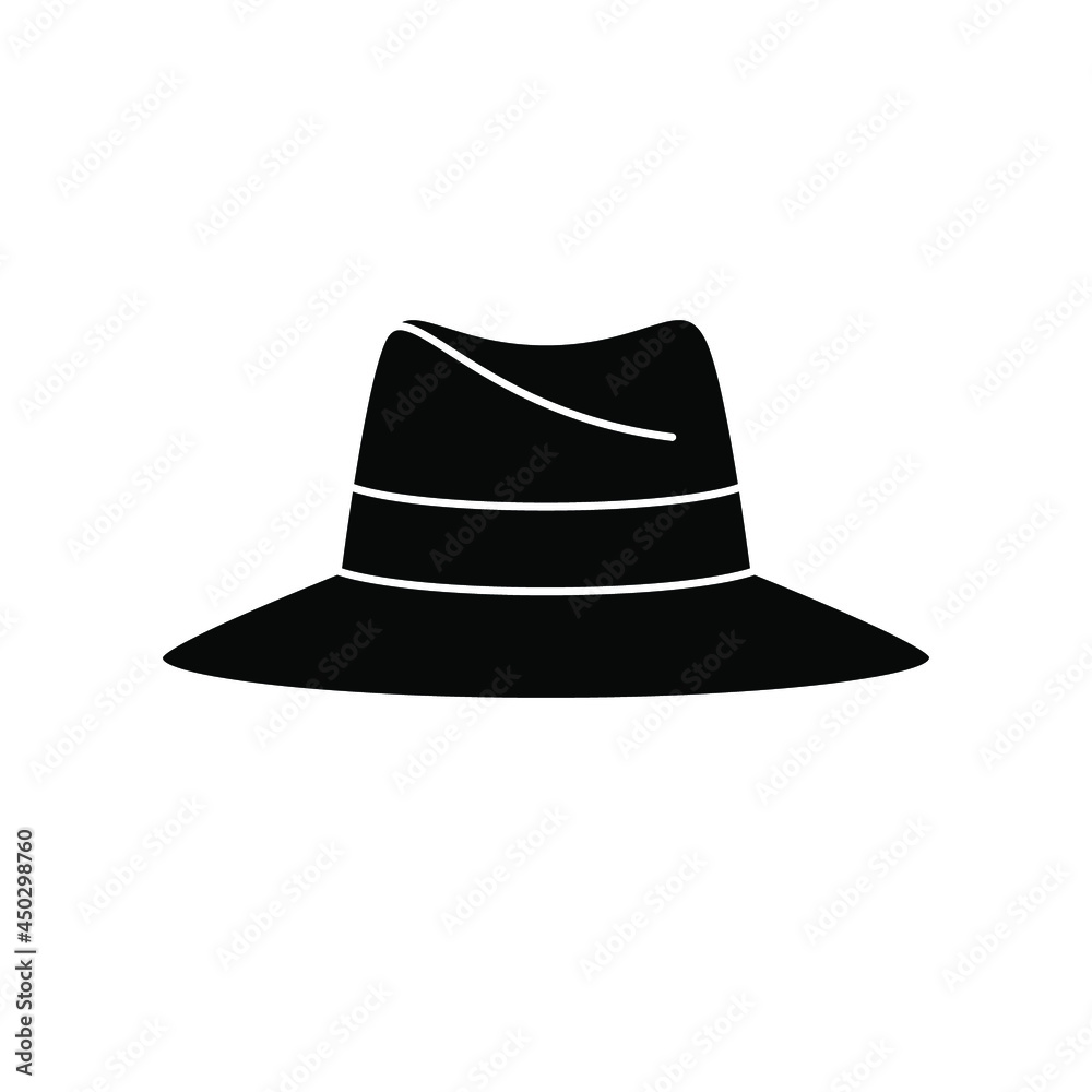 Fototapeta premium Classic panama hat icon. Vintage panama hat icon. Vector illustration. Panama hat vector icon. Black hat icon