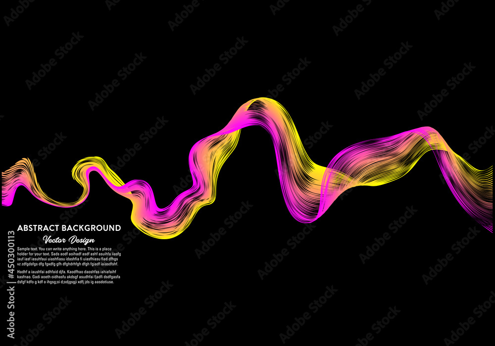 Fototapeta premium Abstract background dynamic yellow and pink lines waves. Vector illustration