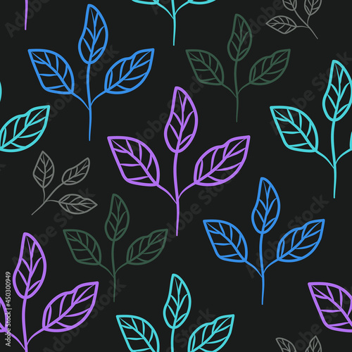 Seamless pattern leaves plant. Floral motif nature abstract print. Modern background. Vector illustration.
