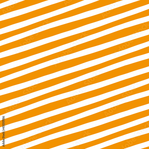 Diagonal orange and white stripes seamless pattern for Halloween wrapping, party decoration. Holiday scrapbooking paper design with hand-drawn lines.