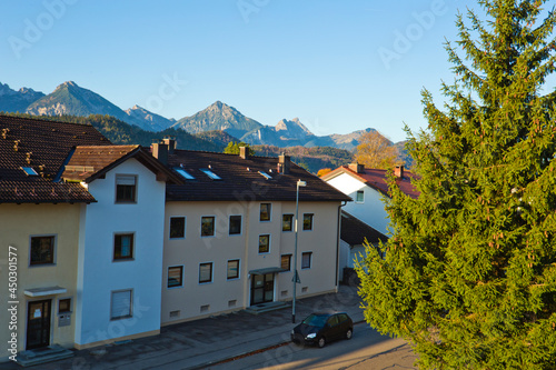 Wallpaper Mural Street cafe in the Fussen old town city center. Fussen is a small town in Bavaria, Germany.. Torontodigital.ca