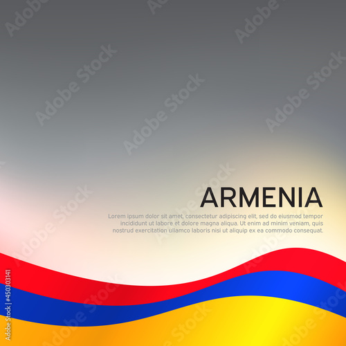 Abstract waving armenia flag. Creative background for design of patriotic holiday card. National poster. State armenian patriotic cover, flyer. Vector tricolor design