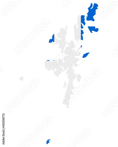 Fahne in Landkarte der Shetland Inseln