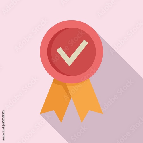 Approved emblem icon flat vector. Quality certificate