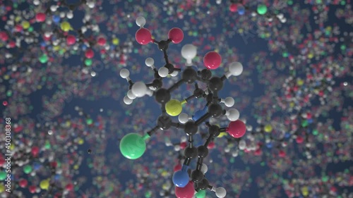 Molecule of Cloxacillin. Molecular model, conceptual looping 3d animation photo