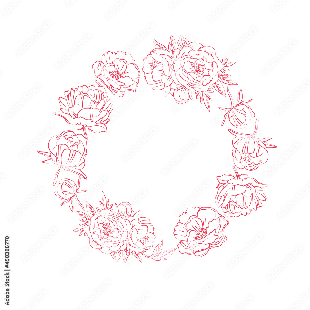 Elegant outline sketching of peony's flowers, vector illustration Elegant outline sketching of peony's flowers, vector illustration