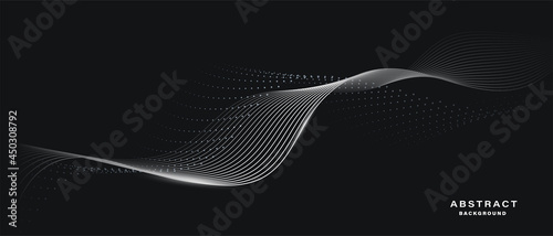 	
Dark abstract background with flowing particles. Digital future technology concept. vector illustration.	
