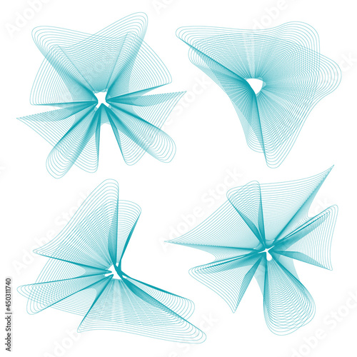 Set vector Guilloche elements for certificate or diploma and currency design