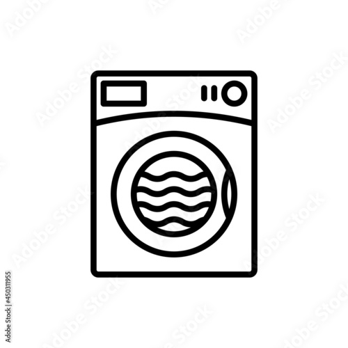 Washing machine thin line icon. Laundry service. Modern vector illustration of appliance, symbol of laundry.