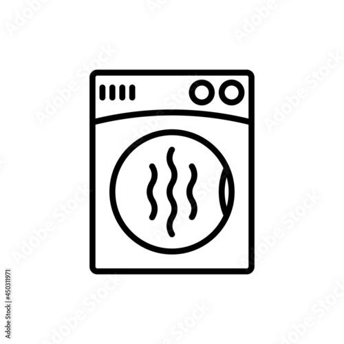 Drying machine thin line icon. Modern vector illustration of appliance, symbol of laundry.