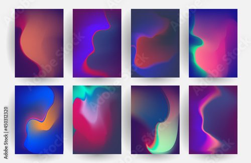 Vector blurred backgrounds set with modern abstract blurred color gradient patterns © василь мечкало