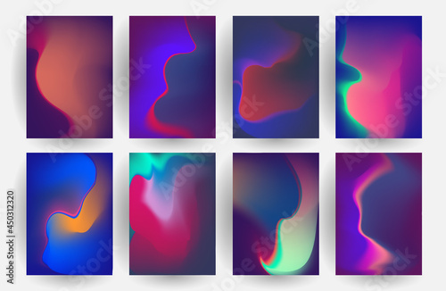 Vector blurred backgrounds set with modern abstract blurred color gradient patterns