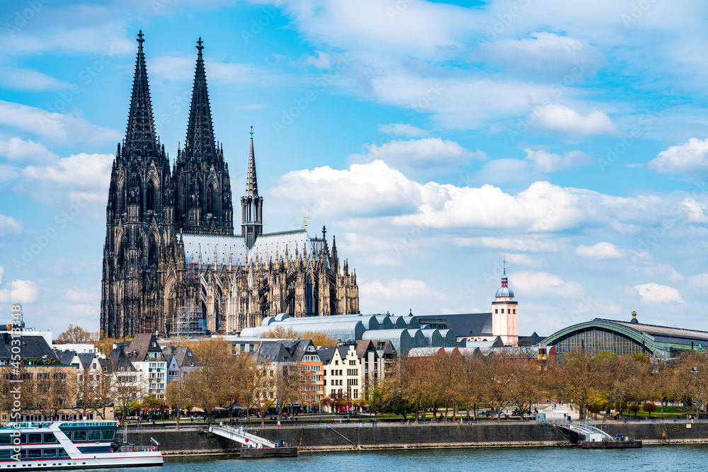 Germany, Cologne, view to the city with Rhine River Germany, Cologne, view to the city with Rhine River