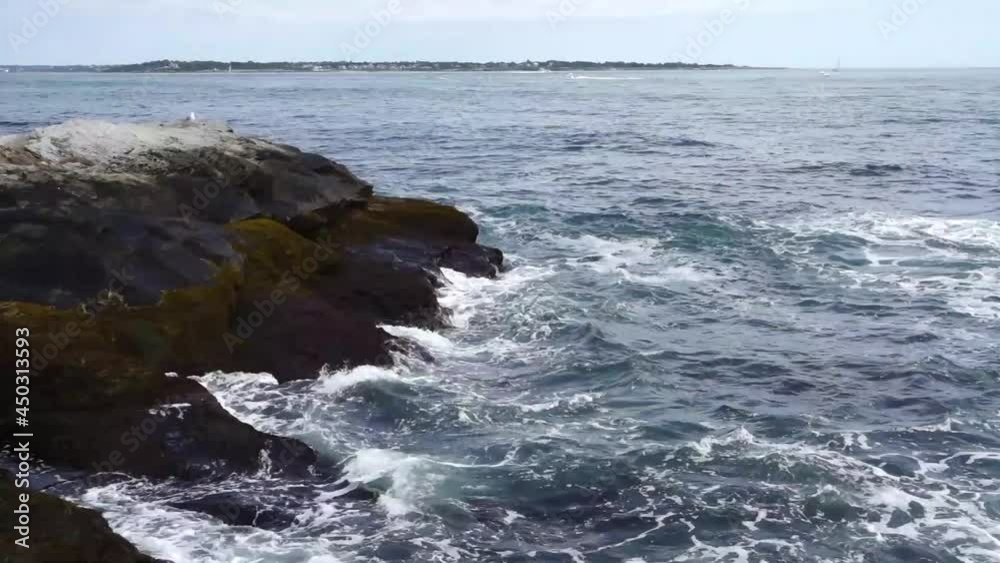 rocky coastline hit with waves at newport rhode island rocky coastline hit with waves at newport rhode island