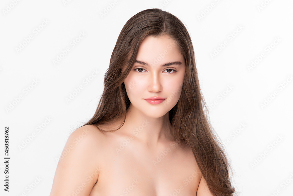 Beautiful young woman with clean fresh skin on white background, Face care, Facial treatment, Cosmetology, beauty and spa, Asian women portrait. Beautiful young woman with clean fresh skin on white background, Face care, Facial treatment, Cosmetology, beauty and spa, Asian women portrait.