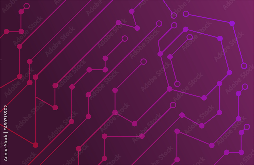 Colorful abstract connected lines and dots on purple background. Concept of technology connection digital data and big data. Flat cartoon vector illustration Colorful abstract connected lines and dots on purple background. Concept of technology connection digital data and big data. Flat cartoon vector illustration