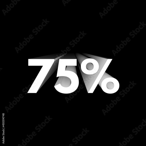 75% Discount Seventy Five Percent Off 3D Numeric Letter Abstract Minimal Digital Modern Font Typography Creative Initial Vector