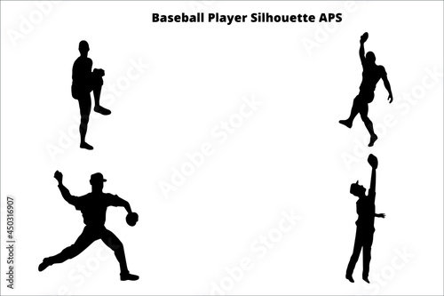 set of baseball player  silhouettes ,  line isolated or logo isolated sign symbol vector, outline and stroke style Collection of high-quality black style vector illustration,