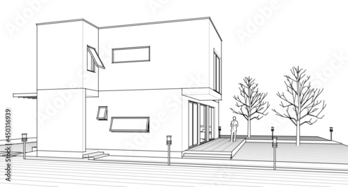 abstract cubic house 3d rendering