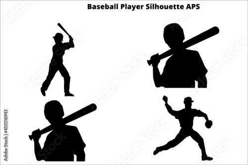 set of baseball player  silhouettes ,  line isolated or logo isolated sign symbol vector, outline and stroke style Collection of high-quality black style vector illustration,