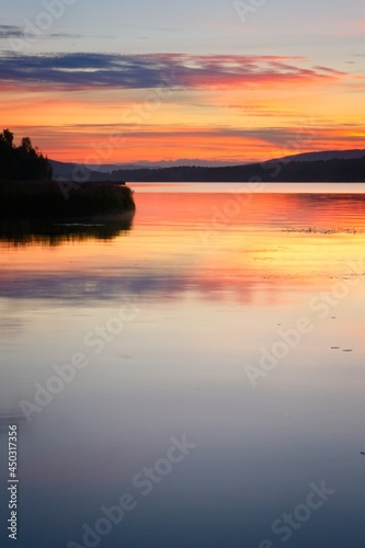 Fototapeta Naklejka Na Ścianę i Meble -  View of the Själevadfjärden bay from the Överhörnäs after sunset