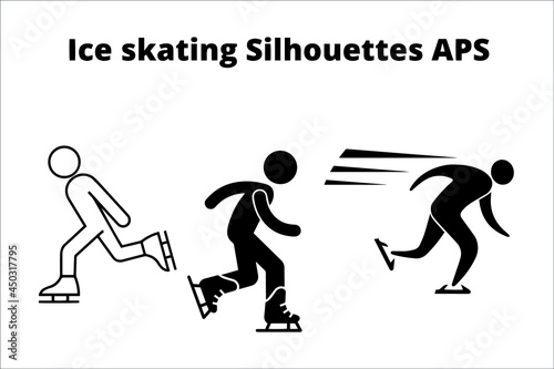 set of ice skating silhouettes ,  line isolated or logo isolated sign symbol vector, outline and stroke style Collection of high-quality black style vector illustration,