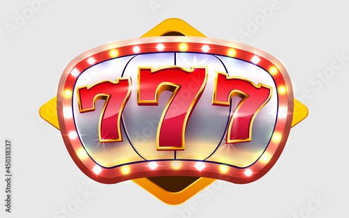 Slot machine wins the jackpot. 777 Big win casino concept.