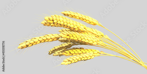 gold rye or wheat sheaf, rural yield isolated. conceptual nature 3D rendering