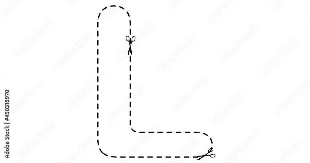 Letter. Cool dynamic animation of scissors lettering. Dotted line. 4K ...