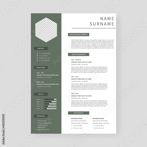 Resume template. Professional resume template design. Template design. Vector illustration.