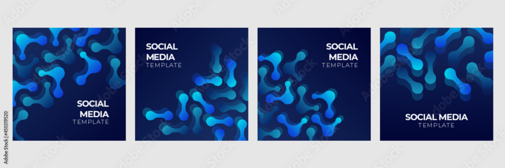 Social media post templates. For personal and business accounts. Blue geometric wireframe background instagram post template