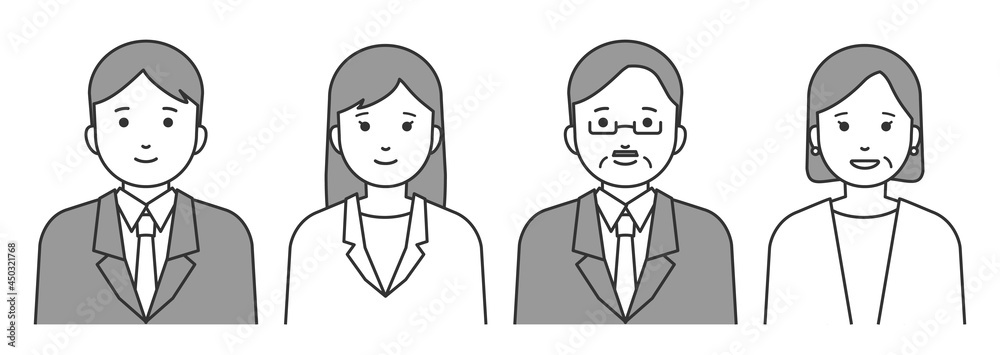 老若男女のビジネスパーソンの線画イラスト Stock Vektorgrafik Adobe Stock 老若男女のビジネスパーソンの線画イラスト Stock Vektorgrafik Adobe Stock