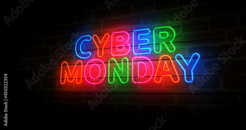 Cyber Monday neon light 3d illustration