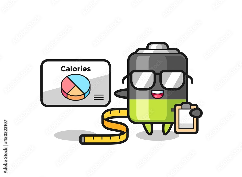 Illustration of battery mascot as a dietitian Illustration of battery mascot as a dietitian