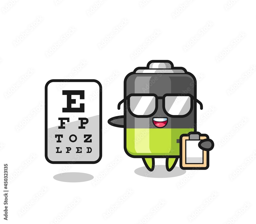 Illustration of battery mascot as an ophthalmology Illustration of battery mascot as an ophthalmology