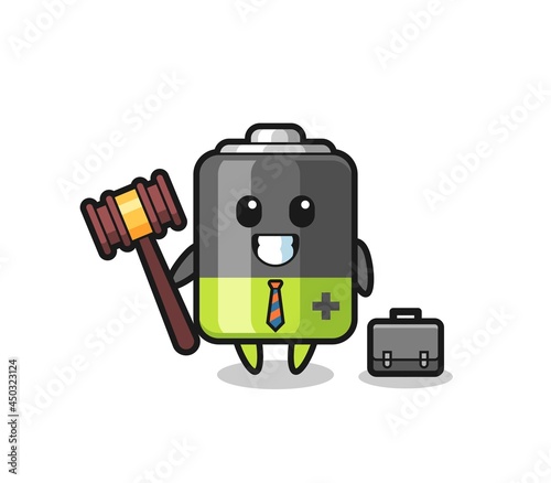 Illustration of battery mascot as a lawyer