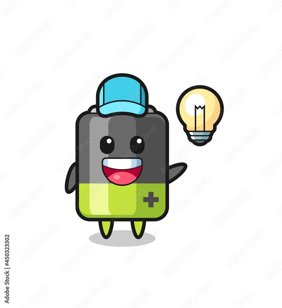 Fototapeta premium battery character cartoon getting the idea