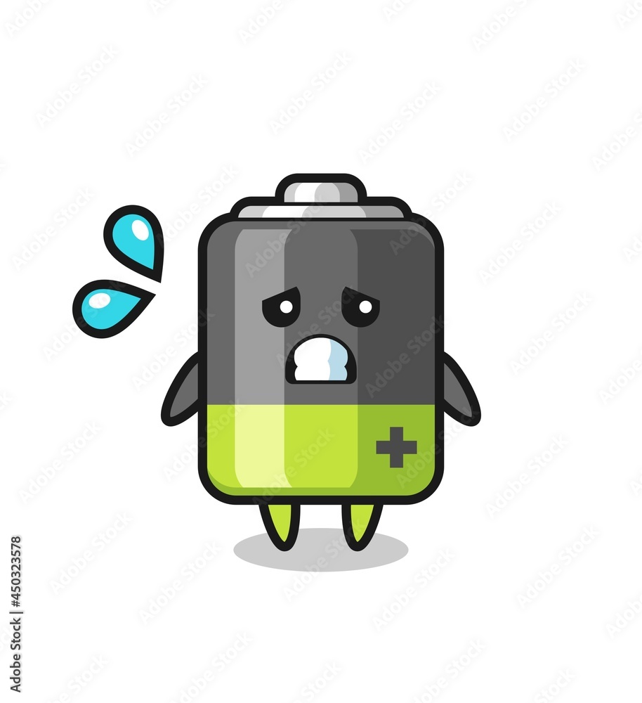 battery mascot character with afraid gesture battery mascot character with afraid gesture