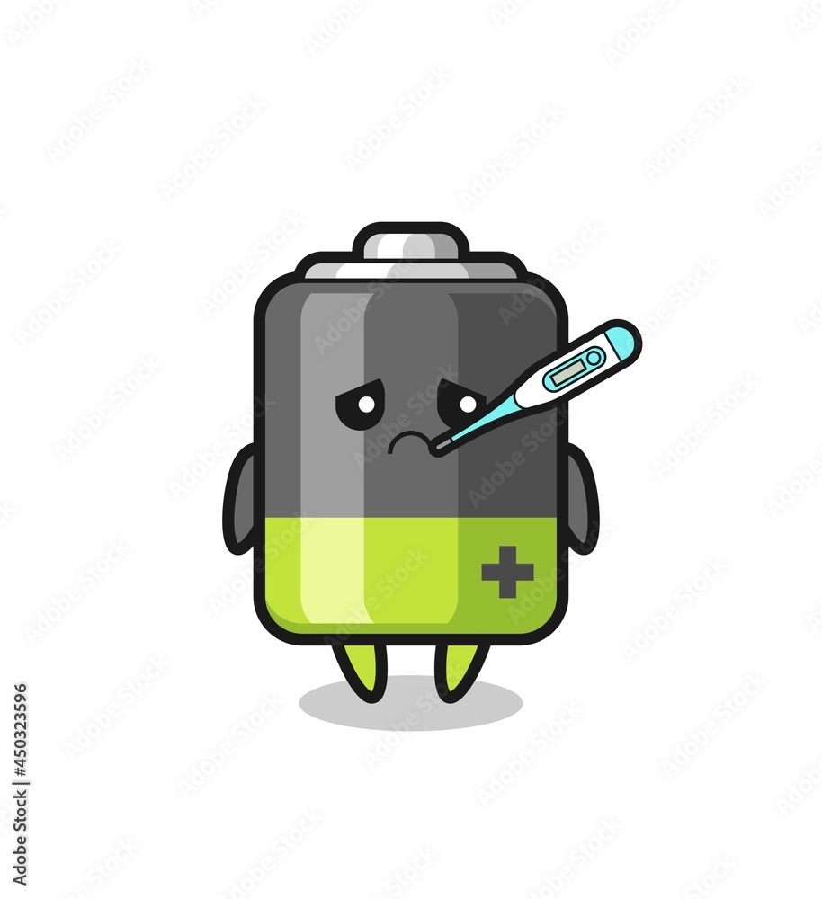 battery mascot character with fever condition battery mascot character with fever condition