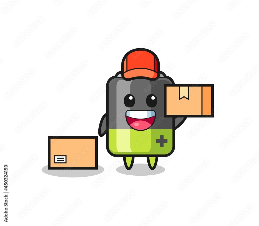 Mascot Illustration of battery as a courier