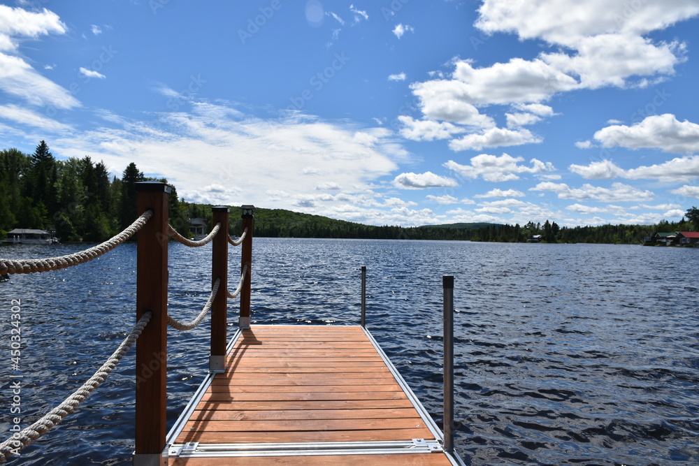 Naklejka premium The wharf at Fontaineclaire lake, Québec, Canada