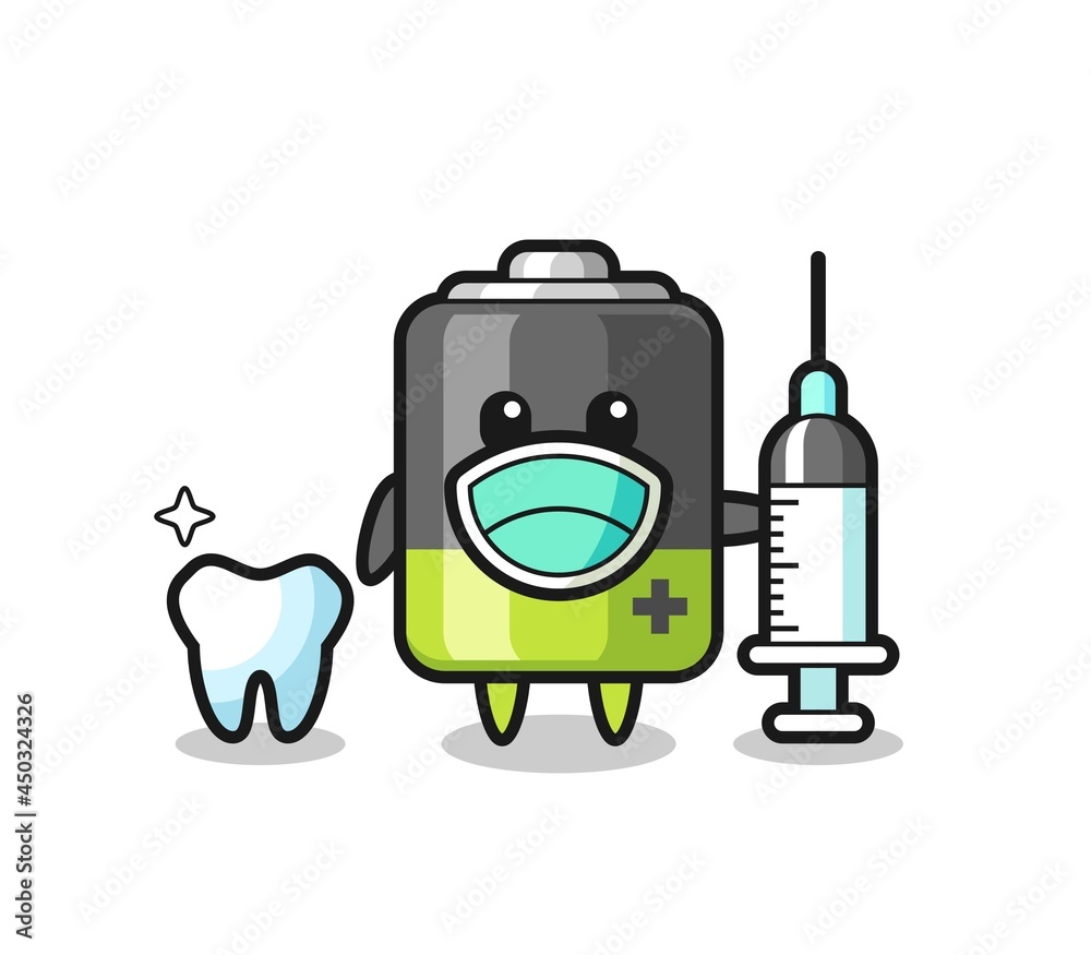 Mascot character of battery as a dentist Mascot character of battery as a dentist
