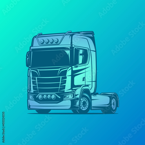 flat cabin truck vector illustration blue colour