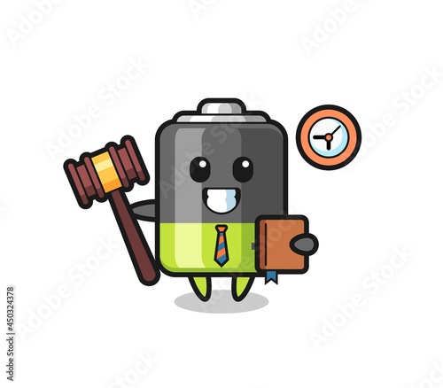 Mascot cartoon of battery as a judge