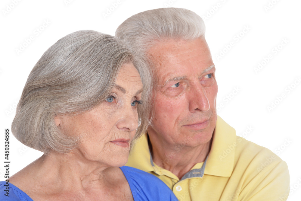 Portrait of sad senior couple isolated Portrait of sad senior couple isolated