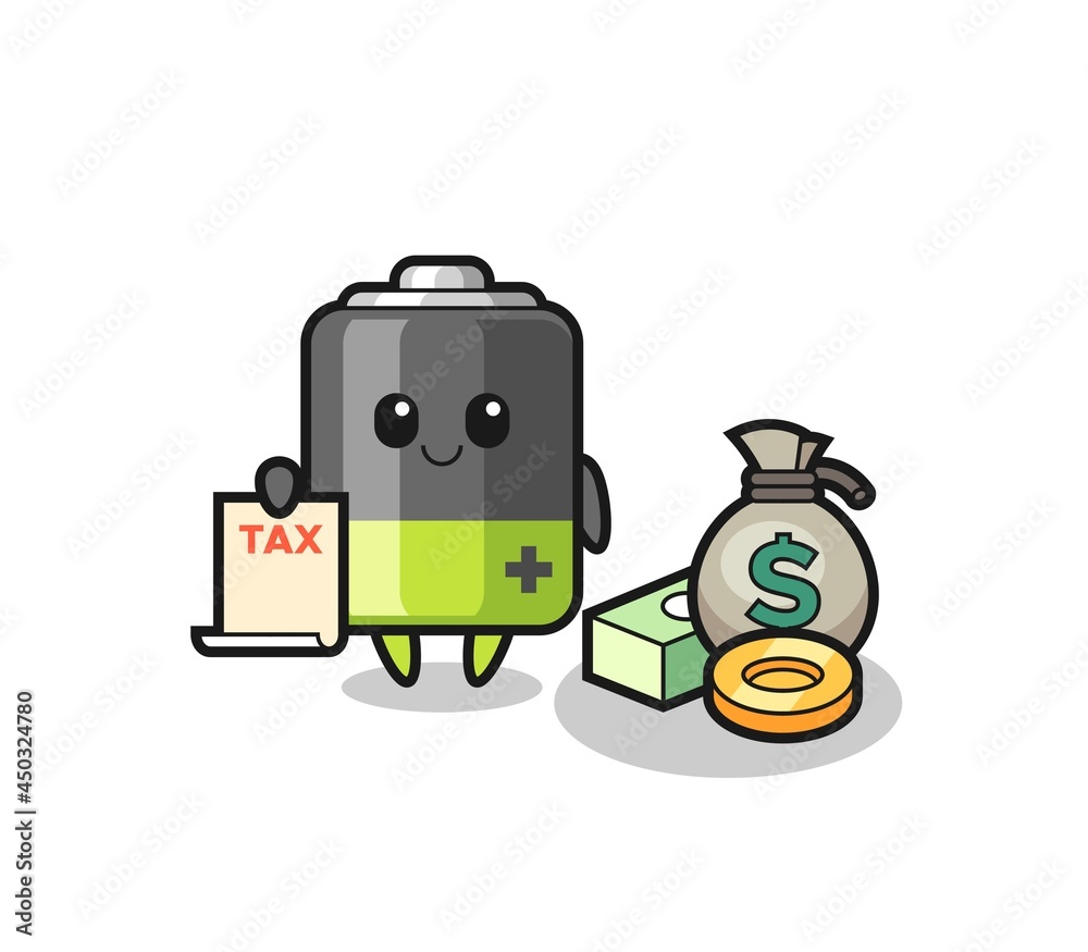Character cartoon of battery as a accountant