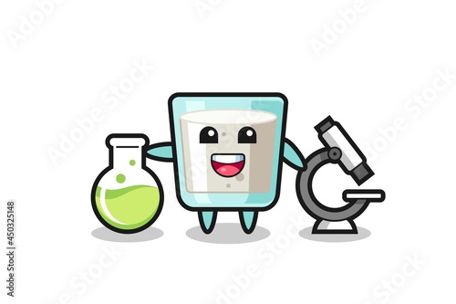 Mascot character of milk as a scientist